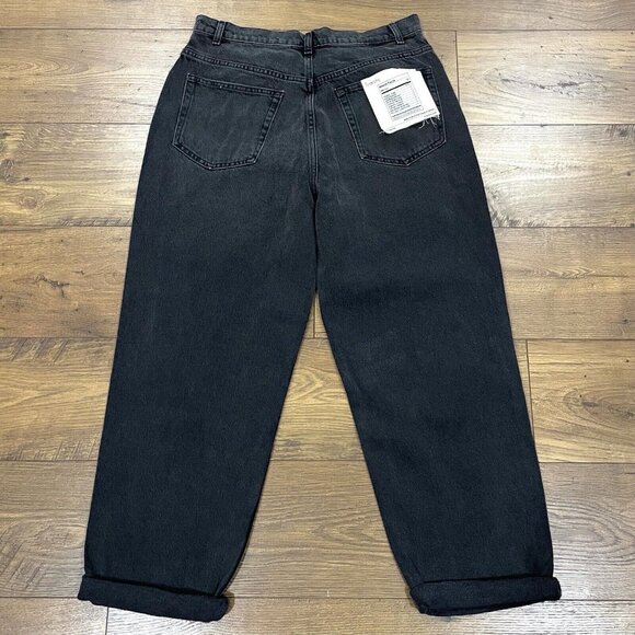 Triarchy Jeans Womens 31 Baggy Straight Ankle Crop Black Charcoal Wash Denim NWT - Picture 9 of 15